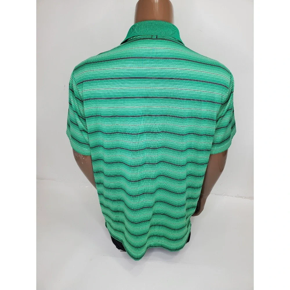 Nike Mens Polo Shirt Green Dri-Fit Golf Tour Performance Striped 585822 Size L